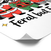 Feral But Festive Funny Christmas Cute Raccoon Elf Poster (Hoek)