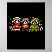 Feral But Festive Funny Christmas Cute Raccoon Elf Poster (Voorkant)