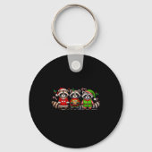Feral But Festive Funny Christmas Cute Raccoon Elf Sleutelhanger (Voorkant)