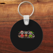 Feral But Festive Funny Christmas Cute Raccoon Elf Sleutelhanger (Voorkant)