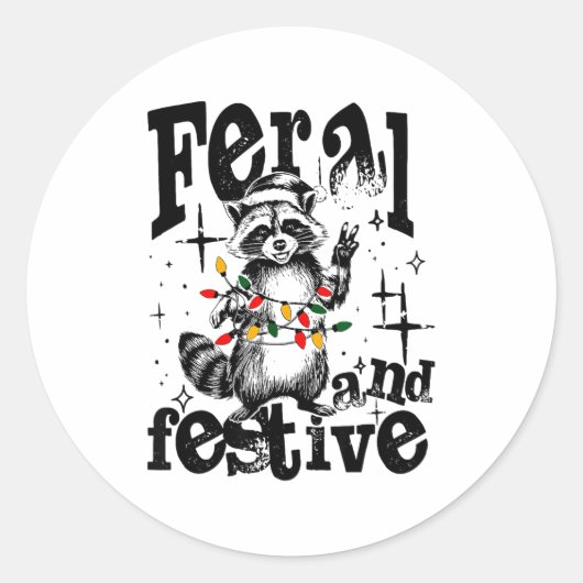 Feral But Festive, Overstimulated But Festive Ronde Sticker (Voorkant)