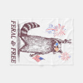 Feral & Camp; Gratis Grappig Patriottisch Racoon e Fleece Deken (Voorkant (Horizontaal))