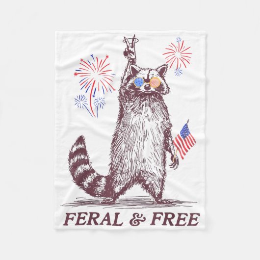 Feral & Camp; Gratis Grappig Patriottisch Racoon e Fleece Deken (Voorkant)