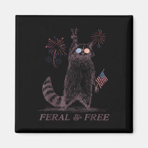 Feral & Camp; Gratis Grappig Patriottisch Racoon e Magneet