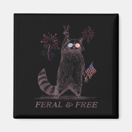 Feral & Camp; Gratis Grappig Patriottisch Racoon e Magneet (Voorkant)