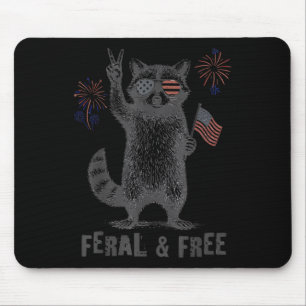 Feral & Camp; Gratis Grappig Patriottisch Racoon e Muismat