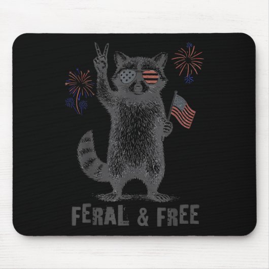 Feral & Camp; Gratis Grappig Patriottisch Racoon e Muismat (Voorkant)
