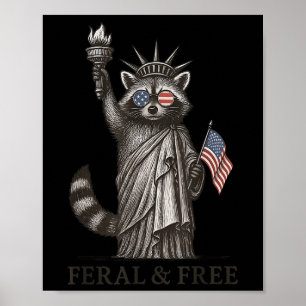 Feral &Camp; Gratis Wasbeer Amerikaanse Feral Girl Poster