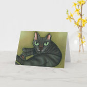 Feral Cat Card Kaart (Gele Bloem)