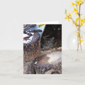 Feral Cat in Winter Note Kaart (Gele Bloem)