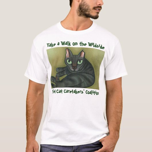 Feral Cat T-Shirt - Dark Green Lettering (Voorkant)