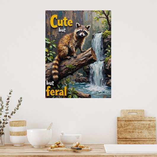 Feral Charm: Portret van een wasbeer Poster (Keuken)