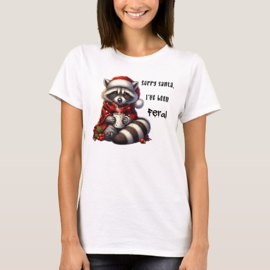 Feral Christmas Raccoon Holiday T-shirt (Voorkant)