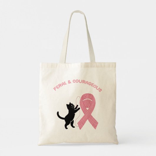 Feral & Courageous Borstkanker Bewustzijn Tote Bag (Achterkant)
