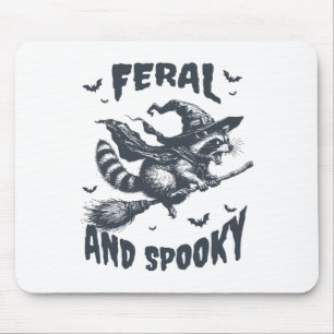 Feral en Spooky Wasbeer Hekserij Pet Halloween Fun Muismat