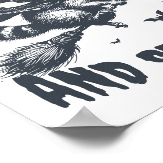 Feral en Spooky Wasbeer Hekserij Pet Halloween Fun Poster (Hoek)