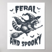 Feral en Spooky Wasbeer Hekserij Pet Halloween Fun Poster (Voorkant)
