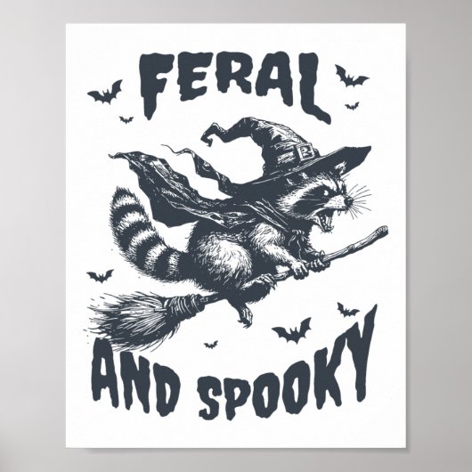 Feral en Spooky Wasbeer Hekserij Pet Halloween Fun Poster (Voorkant)