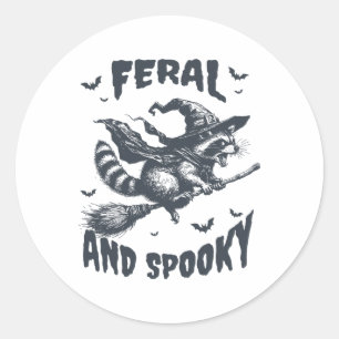 Feral en Spooky Wasbeer Hekserij Pet Halloween Fun Ronde Sticker