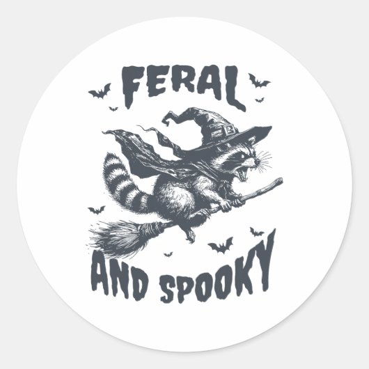 Feral en Spooky Wasbeer Hekserij Pet Halloween Fun Ronde Sticker (Voorkant)