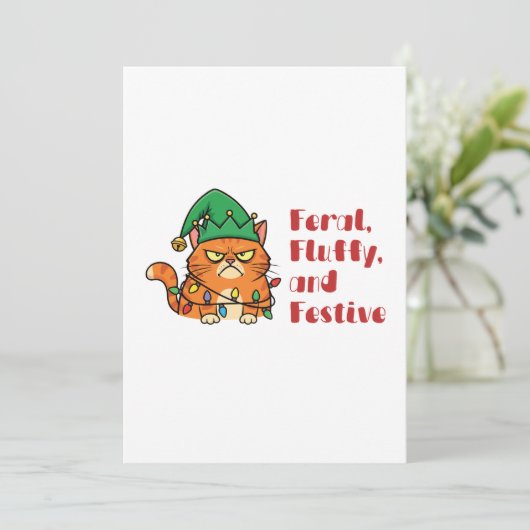 Feral, Fluffy, and Festive Feestdagenkaart (Staand voorkant)