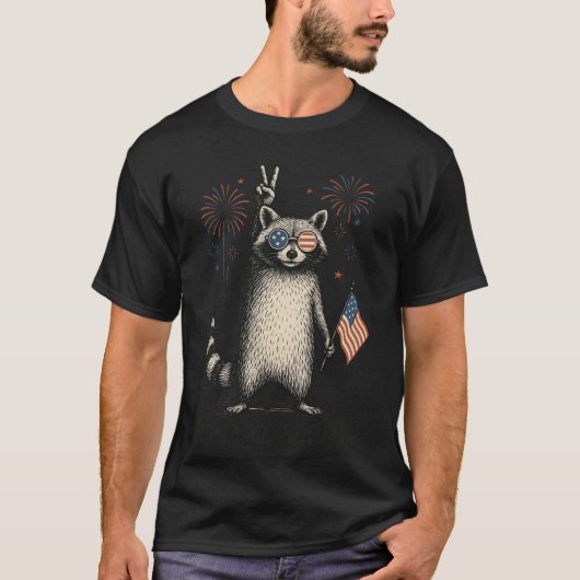 Feral Free Raccoon retro T-shirt (Voorkant)