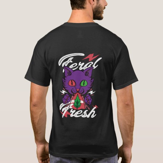 Feral Fresh Cat Design - Grappig Vector T-shirt (Achterkant)