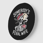 Feral Funny Coffee Lovers Drink schedel grap Grote Klok (Hoek)