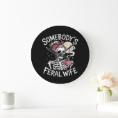 Feral Funny Coffee Lovers Drink schedel grap Grote Klok (Huis)