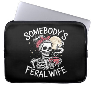Feral Funny Coffee Lovers Drink schedel grap Laptop Sleeve