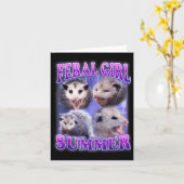 Feral Girl Summer Opossum Funny Meme Kaart (Gele Bloem)