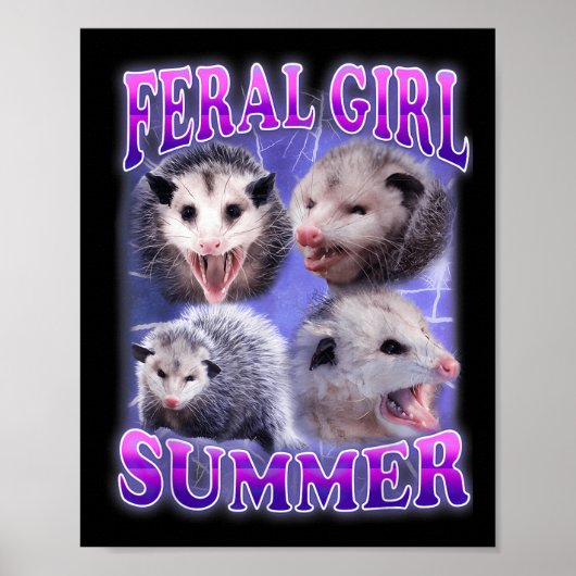 Feral Girl Summer Opossum Funny Meme Poster (Voorkant)