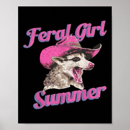 Feral Girl Summer Retro Possum Grappige meme Poster (Voorkant)