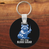 Feral Like My Blood Sugar Funny Raccoon Diabetes A Sleutelhanger (Voorkant)