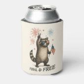Feral maar gratis vuurwerk Feral Raccoon 4 juli Blikjeskoeler (Blikje Achterkant)