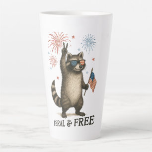 Feral maar gratis vuurwerk Feral Raccoon 4 juli Latte Mok