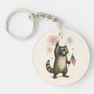 Feral maar gratis vuurwerk Feral Raccoon 4 juli Sleutelhanger