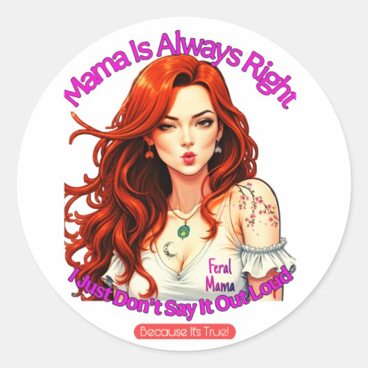 Feral Mama Ronde Sticker (Voorkant)