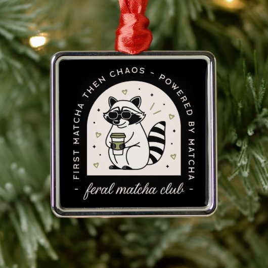 Feral matcha club grappige wasbeer cool wild dier metalen ornament (Boom)