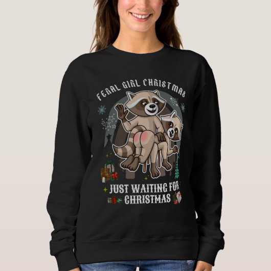 Feral meisje Grappig Kerstsweatshirt /Wasbeer Trui (Voorkant)