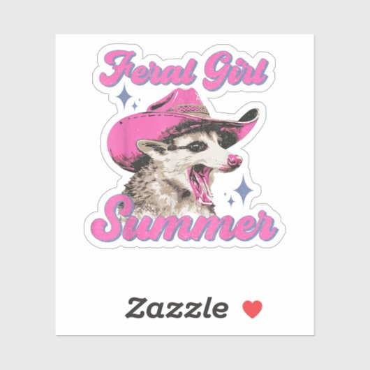 Feral Meisje Zomer Opossum Grappig Sticker (Vel)