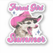 Feral Meisje Zomer Opossum Grappig Sticker (Voorkant)