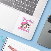 Feral Meisje Zomer Opossum Grappig Sticker (Laptop met iPhone)