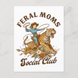 Feral Mom Sociale Club Grappig Retro Boho Cowgirl Aankondigingskaart