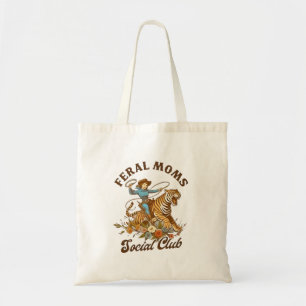 Feral Mom Sociale Club Grappig Retro Boho Cowgirl Tote Bag