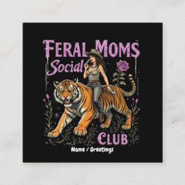 Feral Mom Sociale Club | Grappig trendy grafisch c Vierkante Visitekaartje