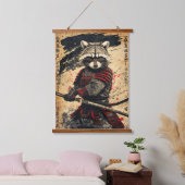 Feral Raccoon Samurai Warrior - Japanse Inktstijl Hangend Wandkleed (Slaapkamer)