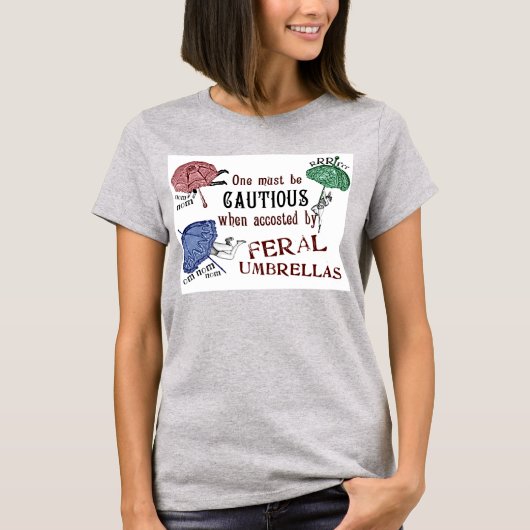 Feral Umbrellas- Victoriaans Surrealist T Shirt (Voorkant)