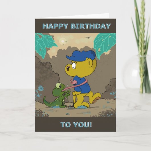 Ferald and The Baby Lizard Birthday Card Kaart (Voorkant)