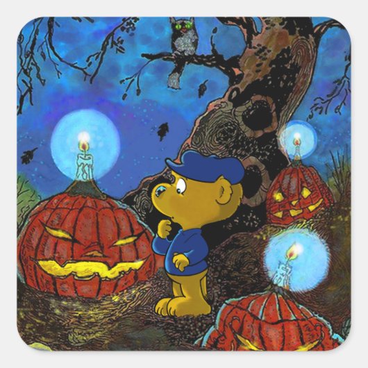 Ferald en de Rotten pomkins | Halloween Square Vierkante Sticker (Voorkant)